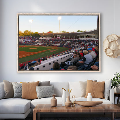 Interior of Swayze Field, Stadium Canvas, Sport Art, Framed Canvas Print Wall Art, Floating Frame