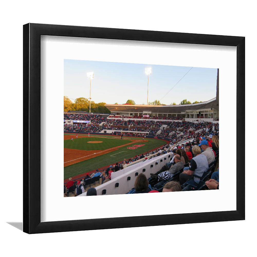 Interior of Swayze Field, Stadium Canvas, Sport Art, Gift for him, White Border Framed Art Print Wall Decor