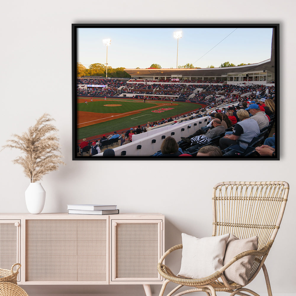 Interior of Swayze Field, Stadium Canvas, Sport Art, Framed Canvas Print Wall Art, Floating Frame