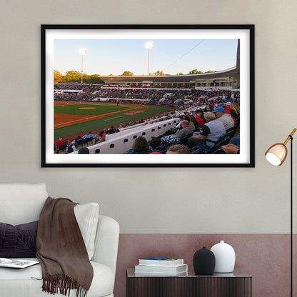 Interior of Swayze Field, Stadium Canvas, Sport Art, Gift for him, White Border Framed Art Print Wall Decor
