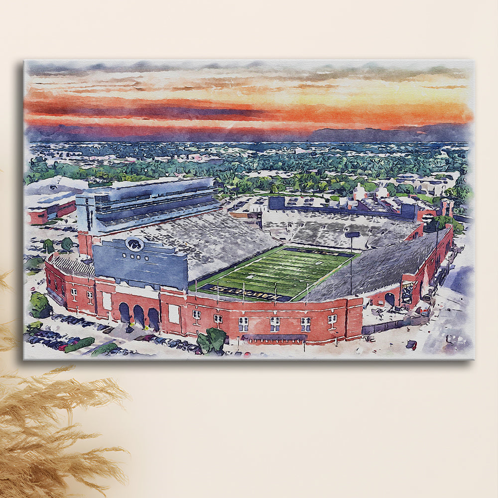 Iowa Hawkeyes, Kinnick Painting Stadium Watercolor, Sport Art, Gifts for him, Canvas Print Wall Art