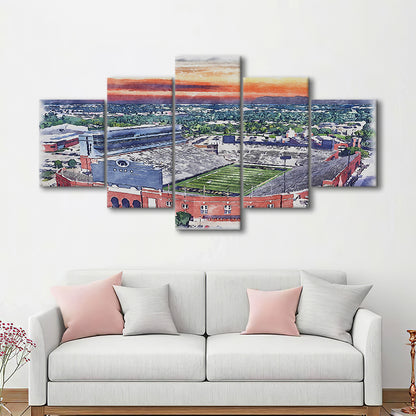 Iowa Hawkeyes, Kinnick Painting Stadium Watercolor, Sport Art, Mixed 5 Panel, Canvas Print Wall Art