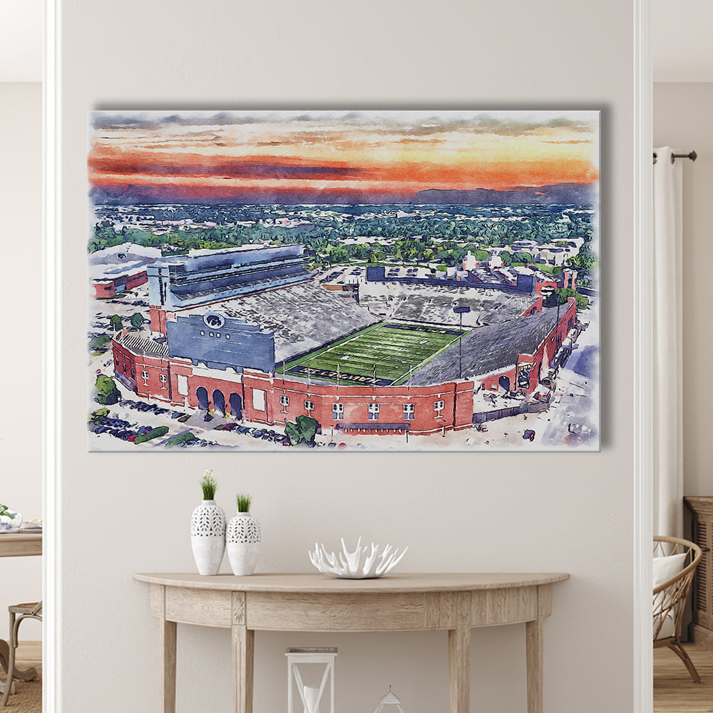 Iowa Hawkeyes, Kinnick Painting Stadium Watercolor, Sport Art, Gifts for him, Canvas Print Wall Art