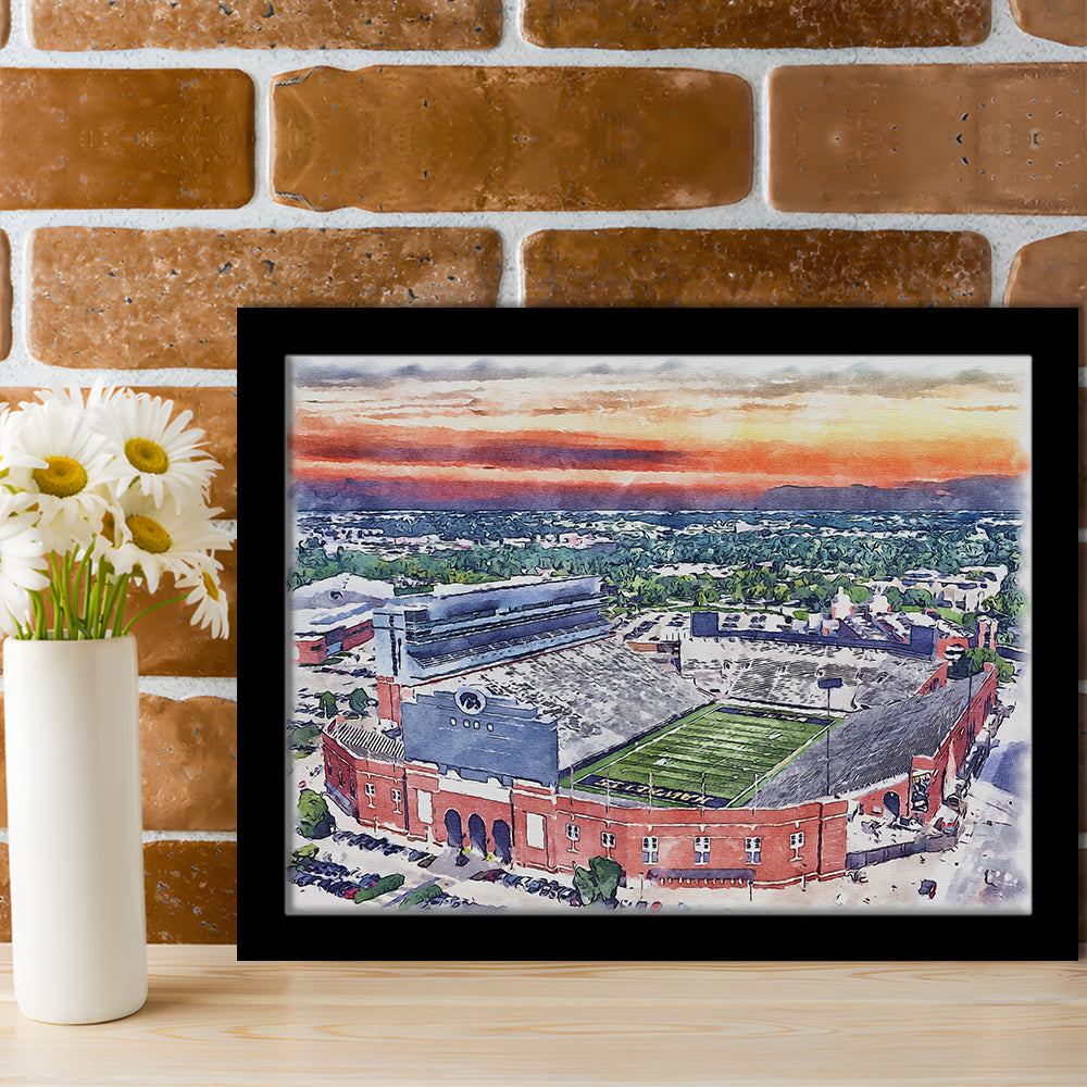 Iowa Hawkeyes, Kinnick Painting Stadium Watercolor, Sport Gift Art, Framed Art Print Wall Decor