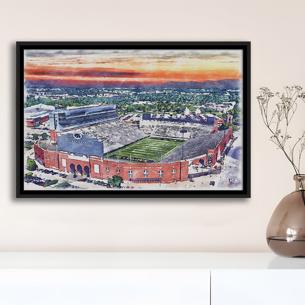 Iowa Hawkeyes, Kinnick Painting Stadium Watercolor, Sport Gift Art, Framed Canvas Print Wall Art