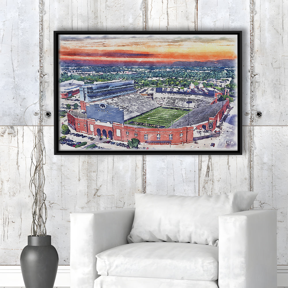 Iowa Hawkeyes, Kinnick Painting Stadium Watercolor, Sport Gift Art, Framed Canvas Print Wall Art