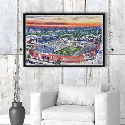 Iowa Hawkeyes, Kinnick Painting Stadium Watercolor, Sport Gift Art, Framed Canvas Print Wall Art