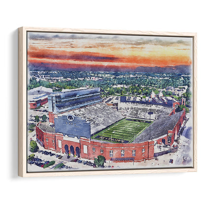 Iowa Hawkeyes, Kinnick Painting Stadium Watercolor, Sport Gift Art, Framed Canvas Print Wall Art