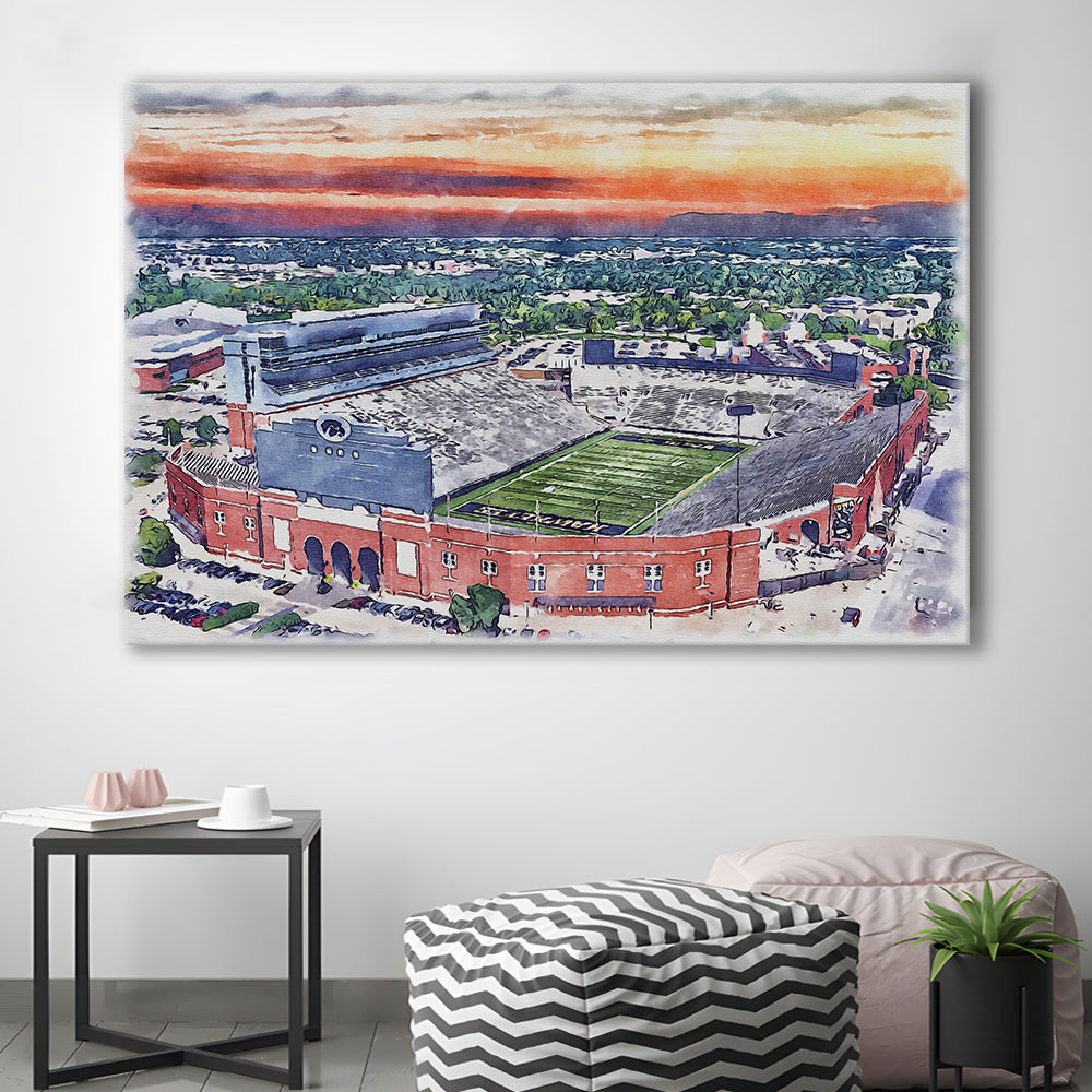 Iowa Hawkeyes, Kinnick Painting Stadium Watercolor, Sport Art, Gifts for him, Canvas Print Wall Art