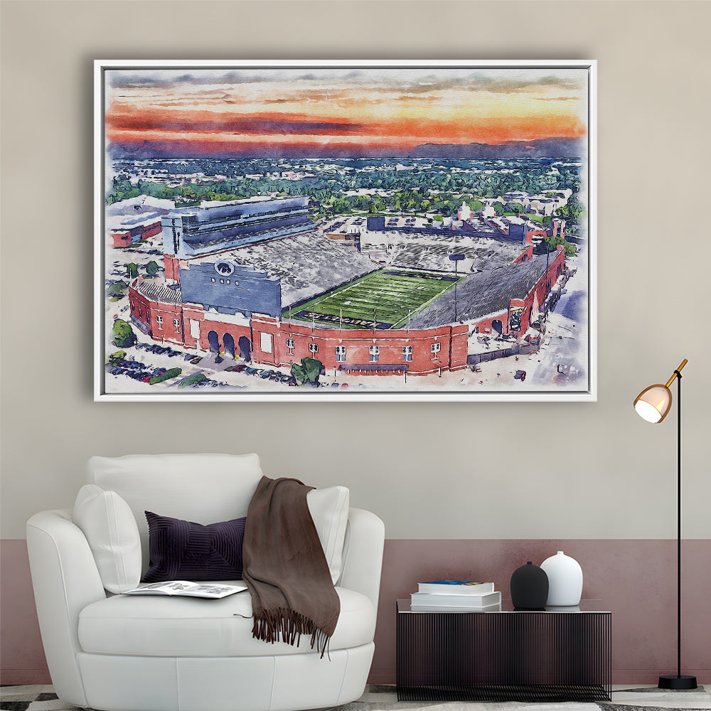 Iowa Hawkeyes, Kinnick Painting Stadium Watercolor, Sport Gift Art, Framed Canvas Print Wall Art