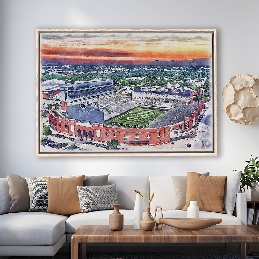 Iowa Hawkeyes, Kinnick Painting Stadium Watercolor, Sport Gift Art, Framed Canvas Print Wall Art