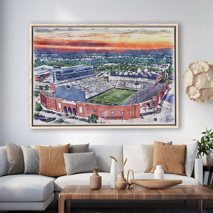Iowa Hawkeyes, Kinnick Painting Stadium Watercolor, Sport Gift Art, Framed Canvas Print Wall Art