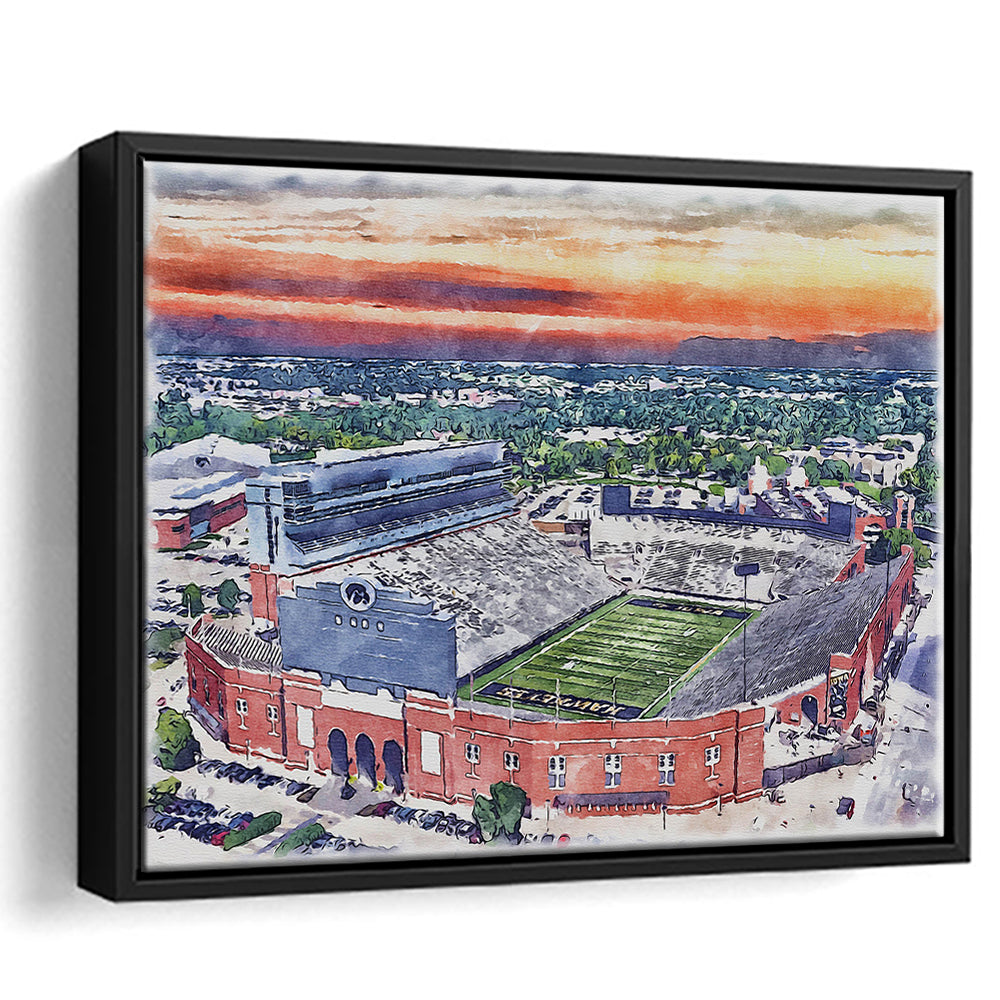 Iowa Hawkeyes, Kinnick Painting Stadium Watercolor, Sport Gift Art, Framed Canvas Print Wall Art