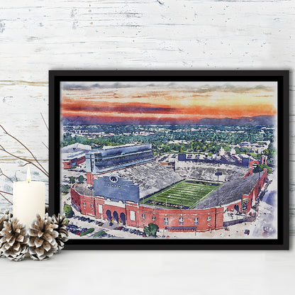 Iowa Hawkeyes, Kinnick Painting Stadium Watercolor, Sport Gift Art, Framed Canvas Print Wall Art