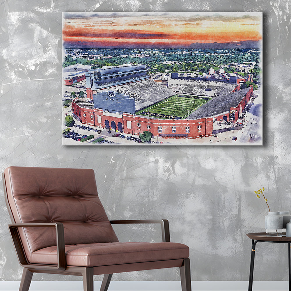 Iowa Hawkeyes, Kinnick Painting Stadium Watercolor, Sport Art, Gifts for him, Canvas Print Wall Art