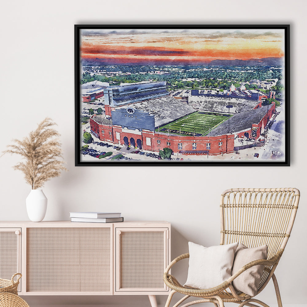 Iowa Hawkeyes, Kinnick Painting Stadium Watercolor, Sport Gift Art, Framed Canvas Print Wall Art