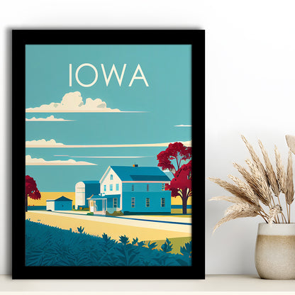 Iowa Retro Art Print, Iowa City Wall Art, Framed Art Print, Picture Framed, Painting Art