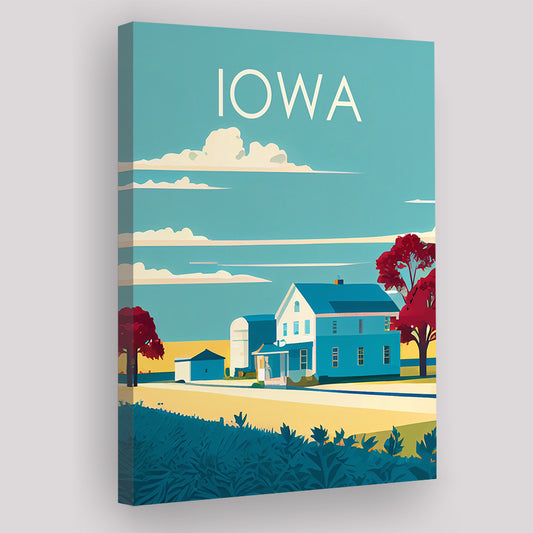 Iowa Retro Art Print, Iowa City Wall Art, Canvas Print, Painting Canvas, Living Room Decor