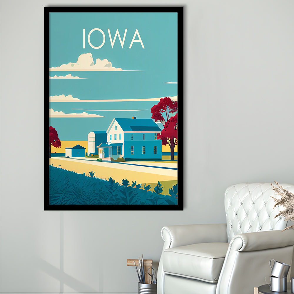 Iowa Retro Art Print, Iowa City Wall Art, Framed Art Print, Picture Framed, Painting Art