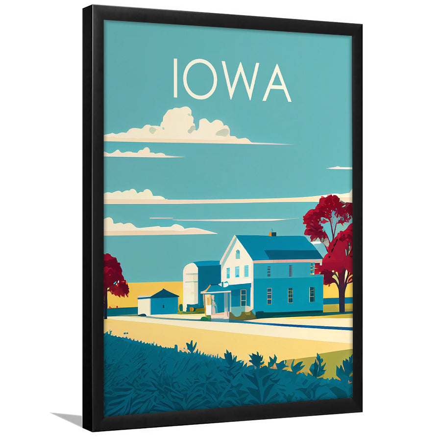 Iowa Retro Art Print, Iowa City Wall Art, Framed Art Print, Picture Framed, Painting Art