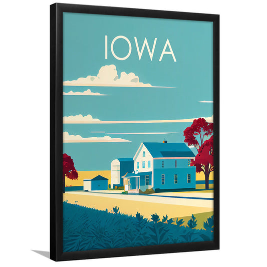 Iowa Retro Art Print, Iowa City Wall Art, Framed Art Print, Picture Framed, Painting Art