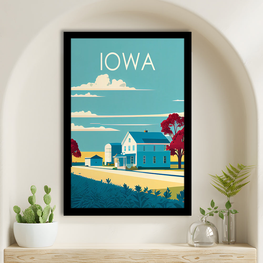 Iowa Retro Art Print, Iowa City Wall Art, Framed Art Print, Picture Framed, Painting Art