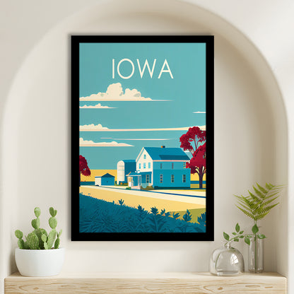 Iowa Retro Art Print, Iowa City Wall Art, Framed Art Print, Picture Framed, Painting Art