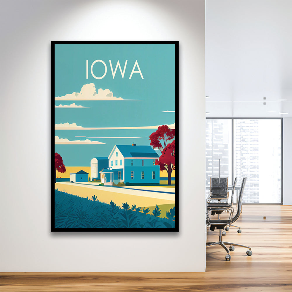 Iowa Retro Art Print, Iowa City Wall Art, Framed Art Print, Picture Framed, Painting Art