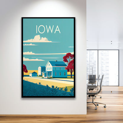 Iowa Retro Art Print, Iowa City Wall Art, Framed Art Print, Picture Framed, Painting Art