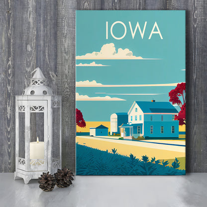 Iowa Retro Art Print, Iowa City Wall Art, Canvas Print, Painting Canvas, Living Room Decor