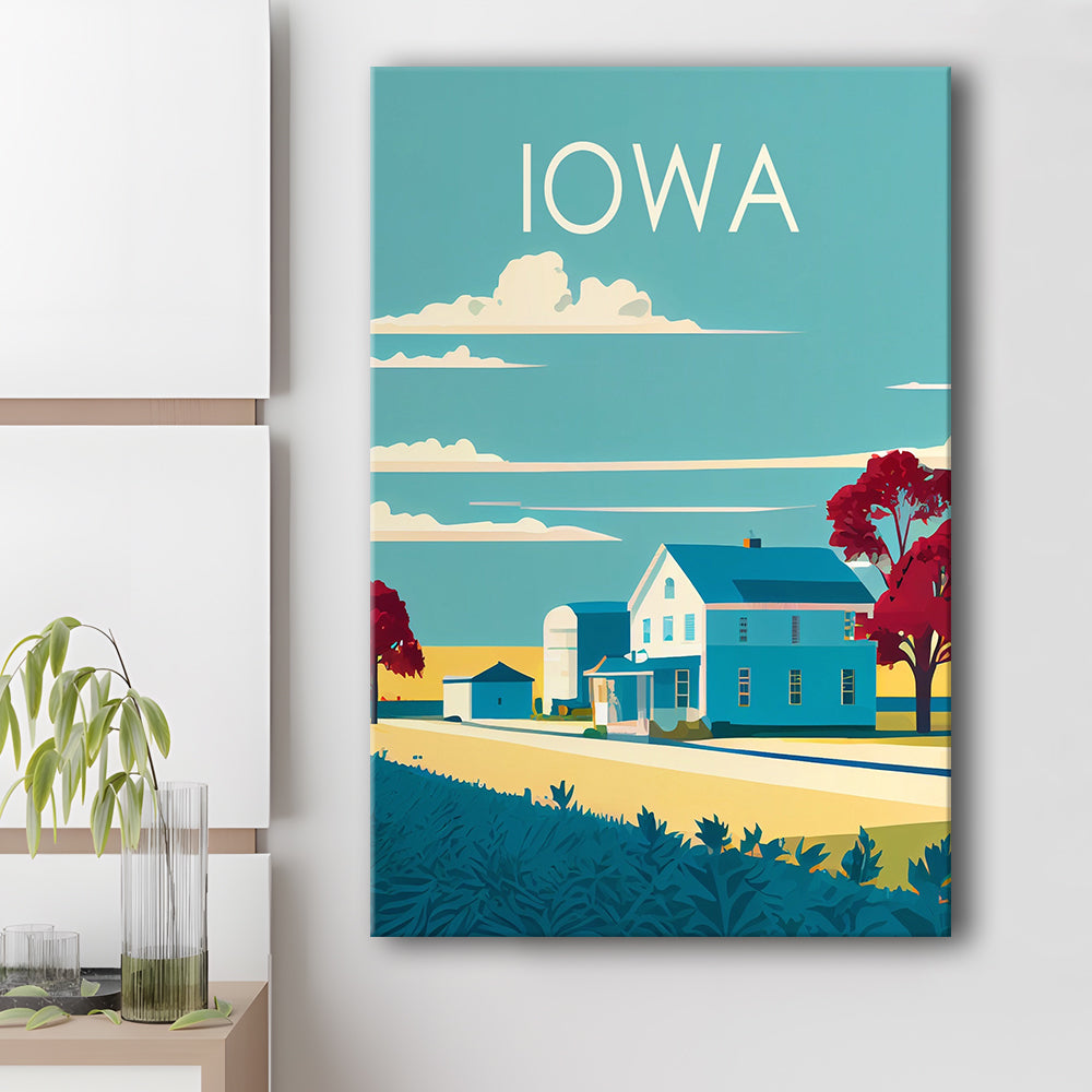 Iowa Retro Art Print, Iowa City Wall Art, Canvas Print, Painting Canvas, Living Room Decor