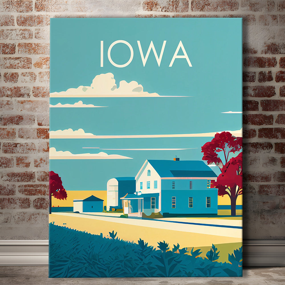 Iowa Retro Art Print, Iowa City Wall Art, Canvas Print, Painting Canvas, Living Room Decor