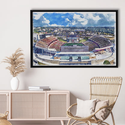 Iowa State Cyclones, Jack Trice Painting Stadium Watercolor, Sport Gift Art, Framed Canvas Print Wall Art