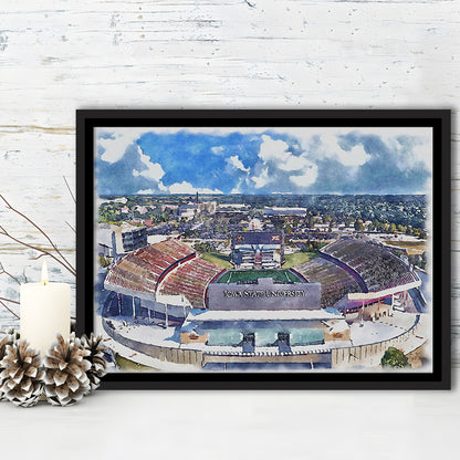 Iowa State Cyclones, Jack Trice Painting Stadium Watercolor, Sport Gift Art, Framed Canvas Print Wall Art