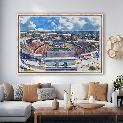 Iowa State Cyclones, Jack Trice Painting Stadium Watercolor, Sport Gift Art, Framed Canvas Print Wall Art