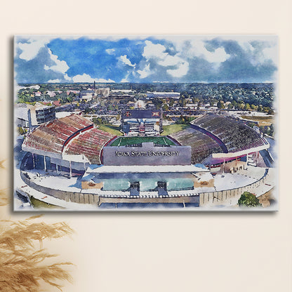 Iowa State Cyclones, Jack Trice Painting Stadium Watercolor, Sport Art, Gifts for him, Canvas Print Wall Art