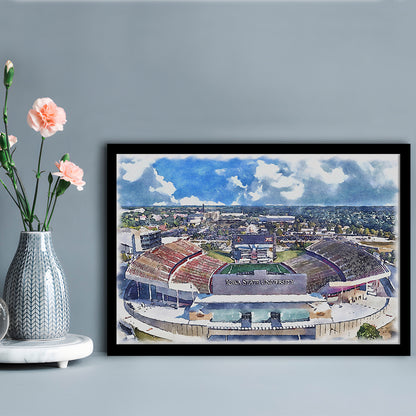 Iowa State Cyclones, Jack Trice Painting Stadium Watercolor, Sport Gift Art, Framed Art Print Wall Decor
