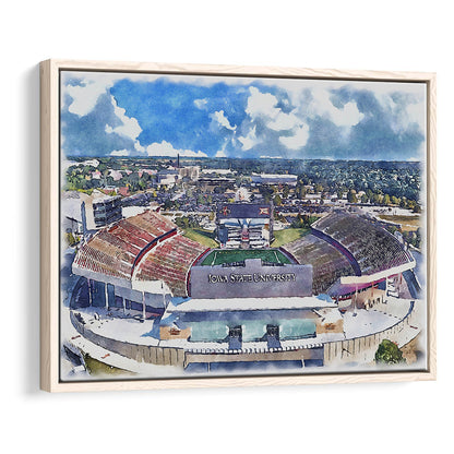 Iowa State Cyclones, Jack Trice Painting Stadium Watercolor, Sport Gift Art, Framed Canvas Print Wall Art
