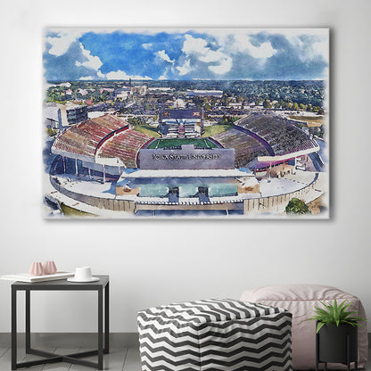 Iowa State Cyclones, Jack Trice Painting Stadium Watercolor, Sport Art, Gifts for him, Canvas Print Wall Art