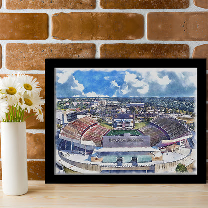 Iowa State Cyclones, Jack Trice Painting Stadium Watercolor, Sport Gift Art, Framed Art Print Wall Decor