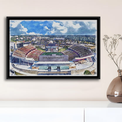 Iowa State Cyclones, Jack Trice Painting Stadium Watercolor, Sport Gift Art, Framed Canvas Print Wall Art