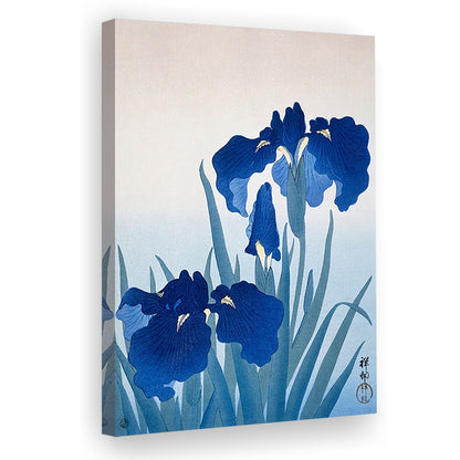 Iris Flowers By Ohara Koson, Vintage, Blue Vintage Print, Antique Drawing Art, Canvas Print, Canvas Decor
