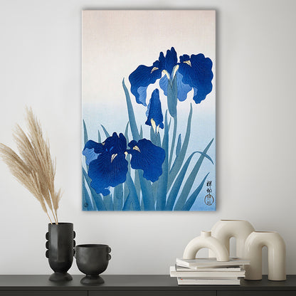 Iris Flowers By Ohara Koson, Vintage, Blue Vintage Print, Antique Drawing Art, Canvas Print, Canvas Decor