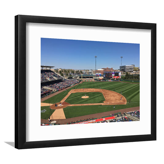 Isotopes Park, Stadium Canvas, Sport Art, Gift for him, White Border Framed Art Print Wall Decor