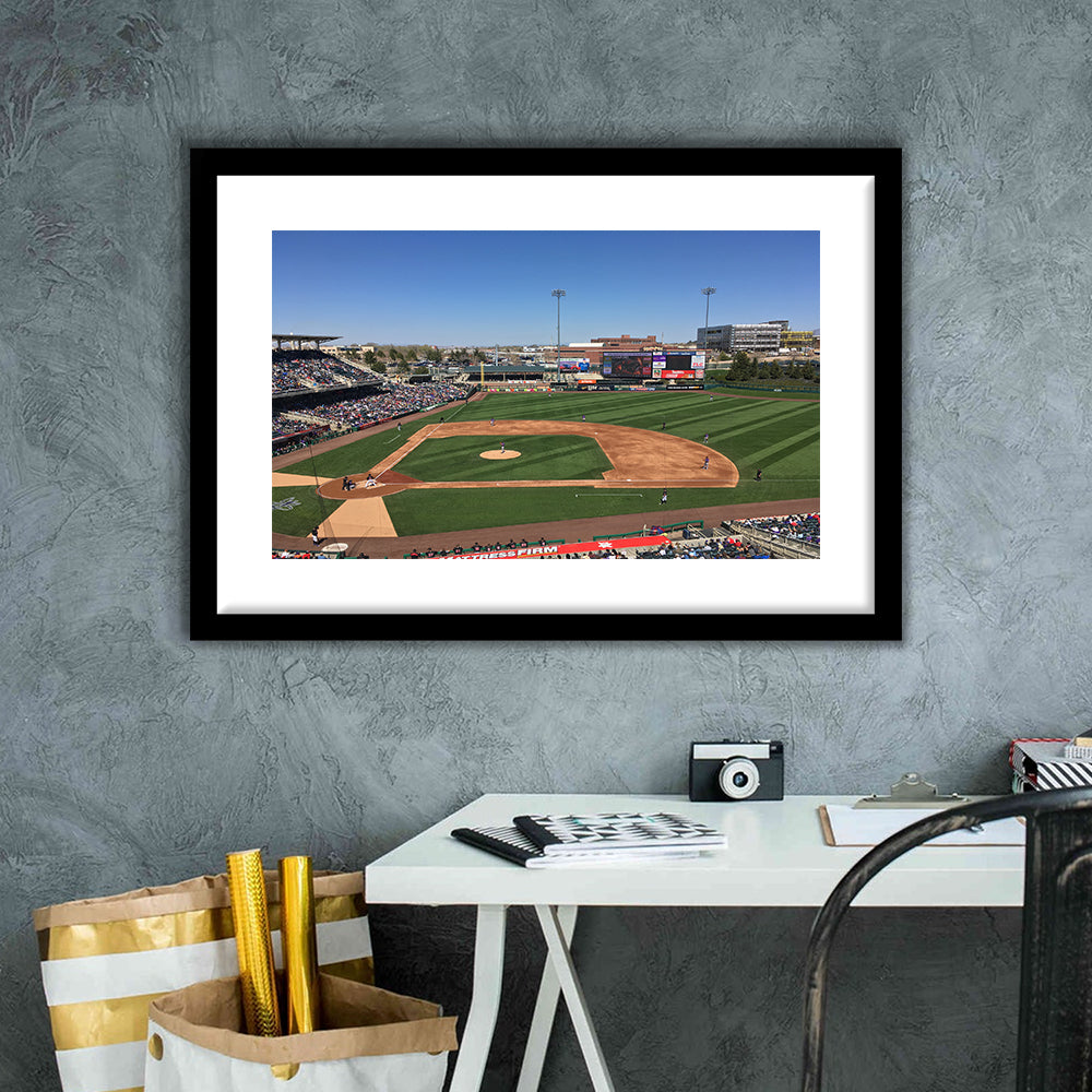 Isotopes Park, Stadium Canvas, Sport Art, Gift for him, White Border Framed Art Print Wall Decor