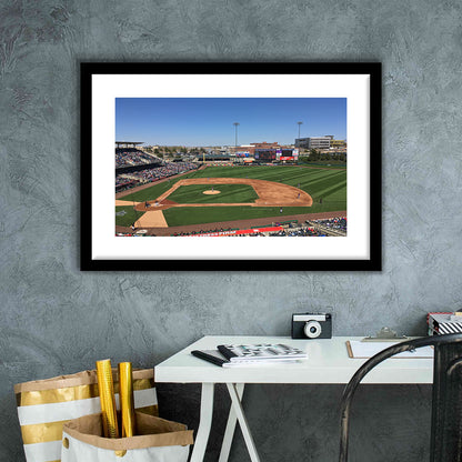 Isotopes Park, Stadium Canvas, Sport Art, Gift for him, White Border Framed Art Print Wall Decor