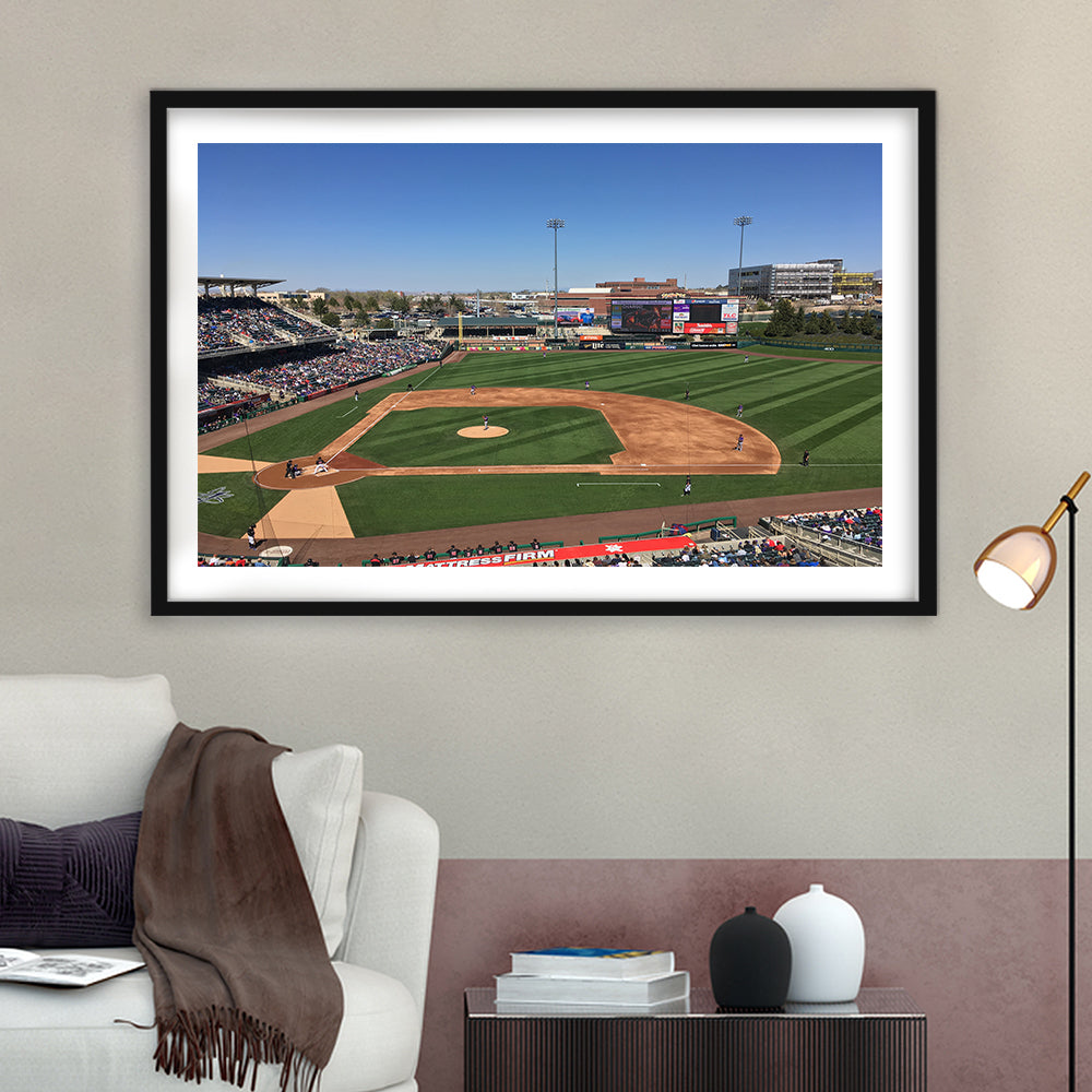 Isotopes Park, Stadium Canvas, Sport Art, Gift for him, White Border Framed Art Print Wall Decor