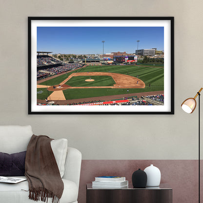 Isotopes Park, Stadium Canvas, Sport Art, Gift for him, White Border Framed Art Print Wall Decor
