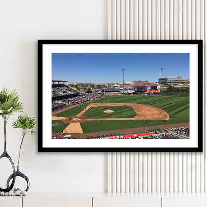 Isotopes Park, Stadium Canvas, Sport Art, Gift for him, White Border Framed Art Print Wall Decor