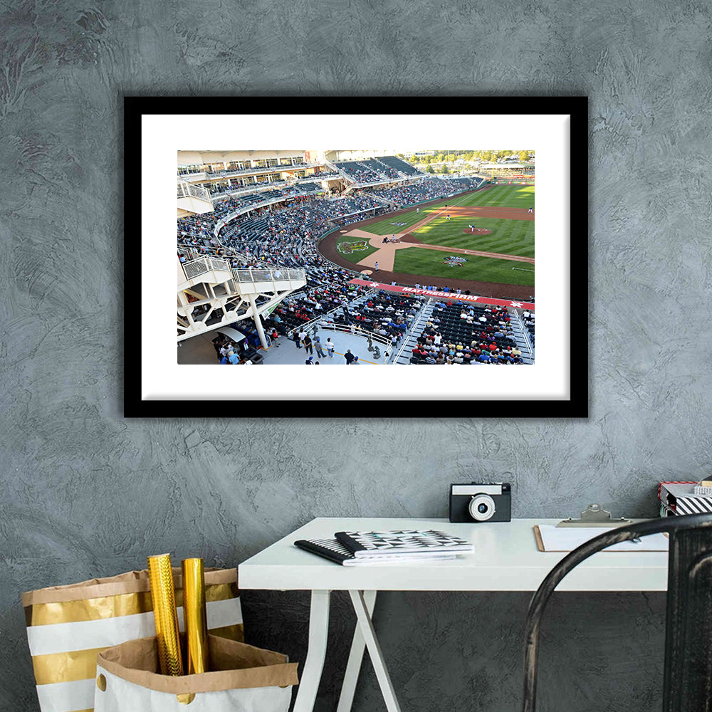 Isotopes Park in Mexico, Stadium Canvas, Sport Art, Gift for him, White Border Framed Art Print Wall Decor
